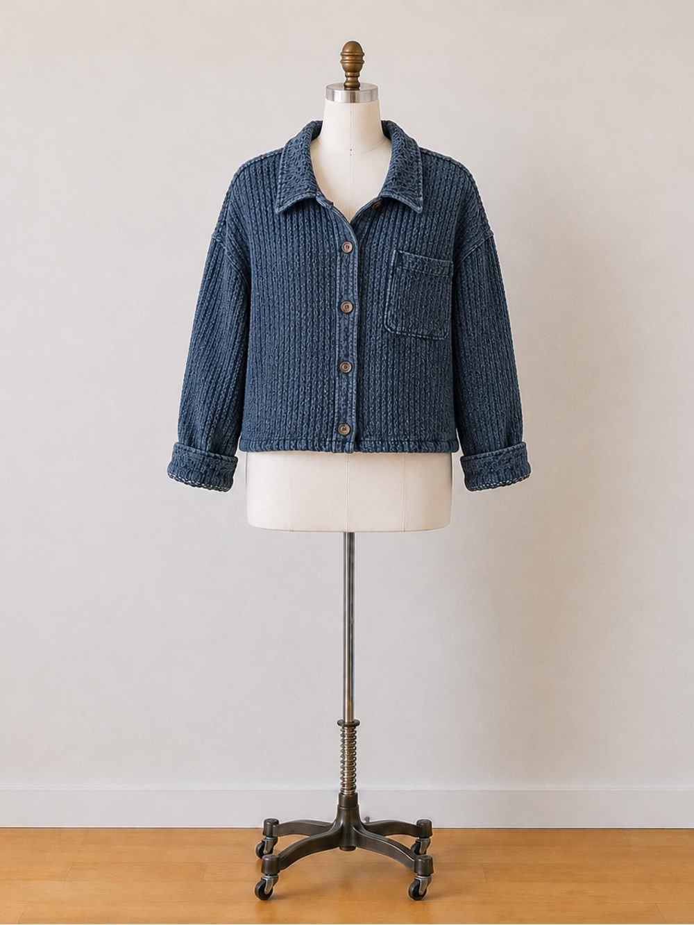 bagatelle Blue Ribbed Utility Jacket